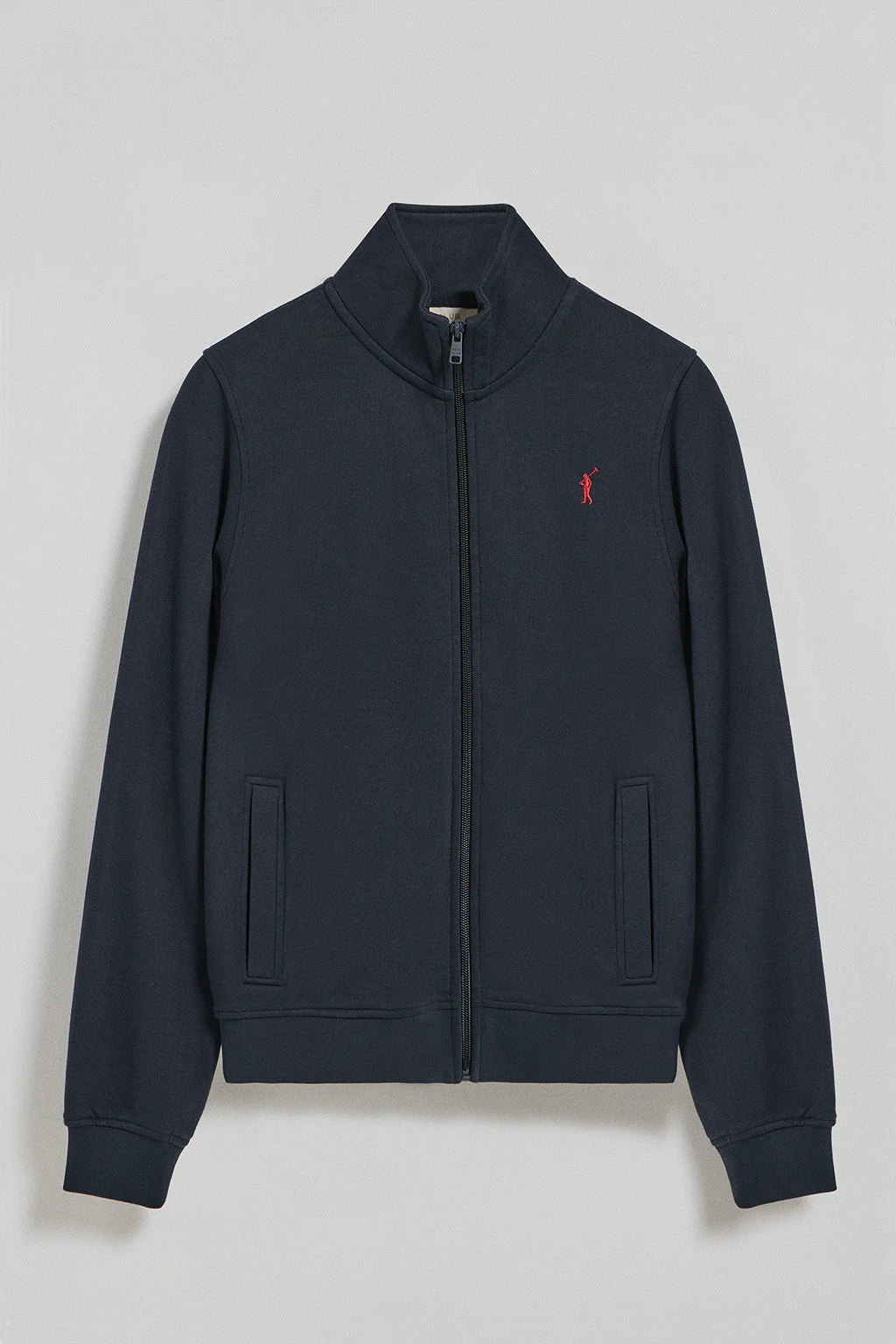 Navy-blue high-neck zip-up sweatshirt with Rigby Go logo - Image 5