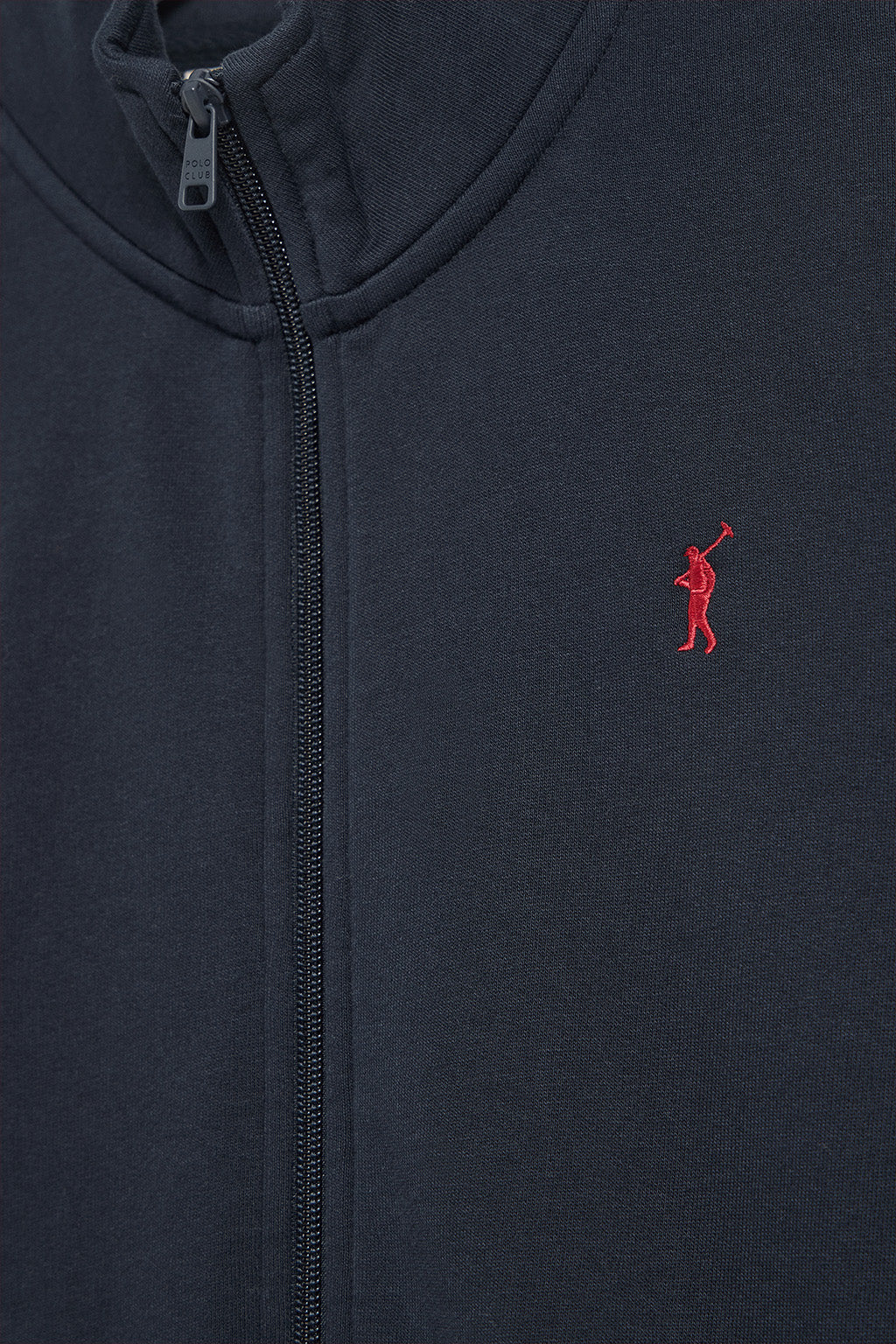 Navy-blue high-neck zip-up sweatshirt with Rigby Go logo - Image 6
