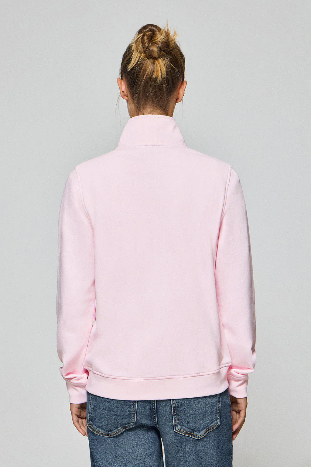 Pink high-neck zip-up sweatshirt with Rigby Go logo - Image 4