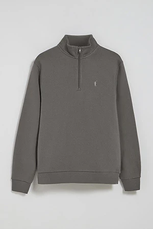 Asphalt-grey half-zip sweatshirt with Rigby Go embroidered logo - Image 9