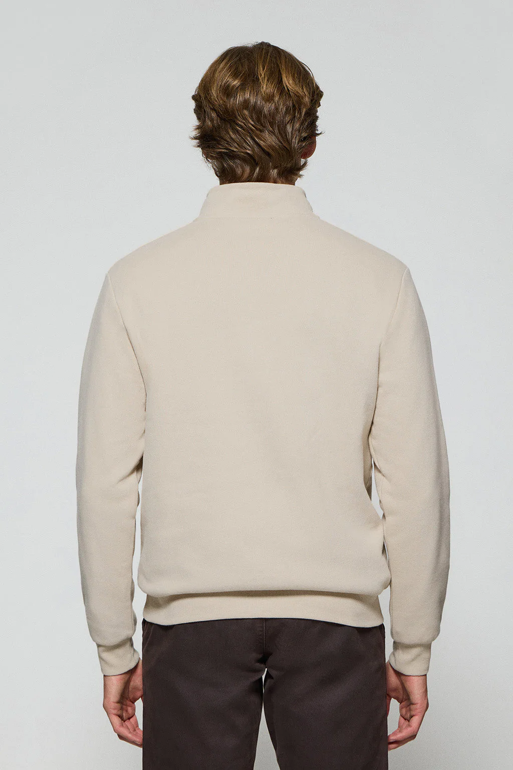 Beige half-zip sweatshirt with Rigby Go embroidered logo - Image 4