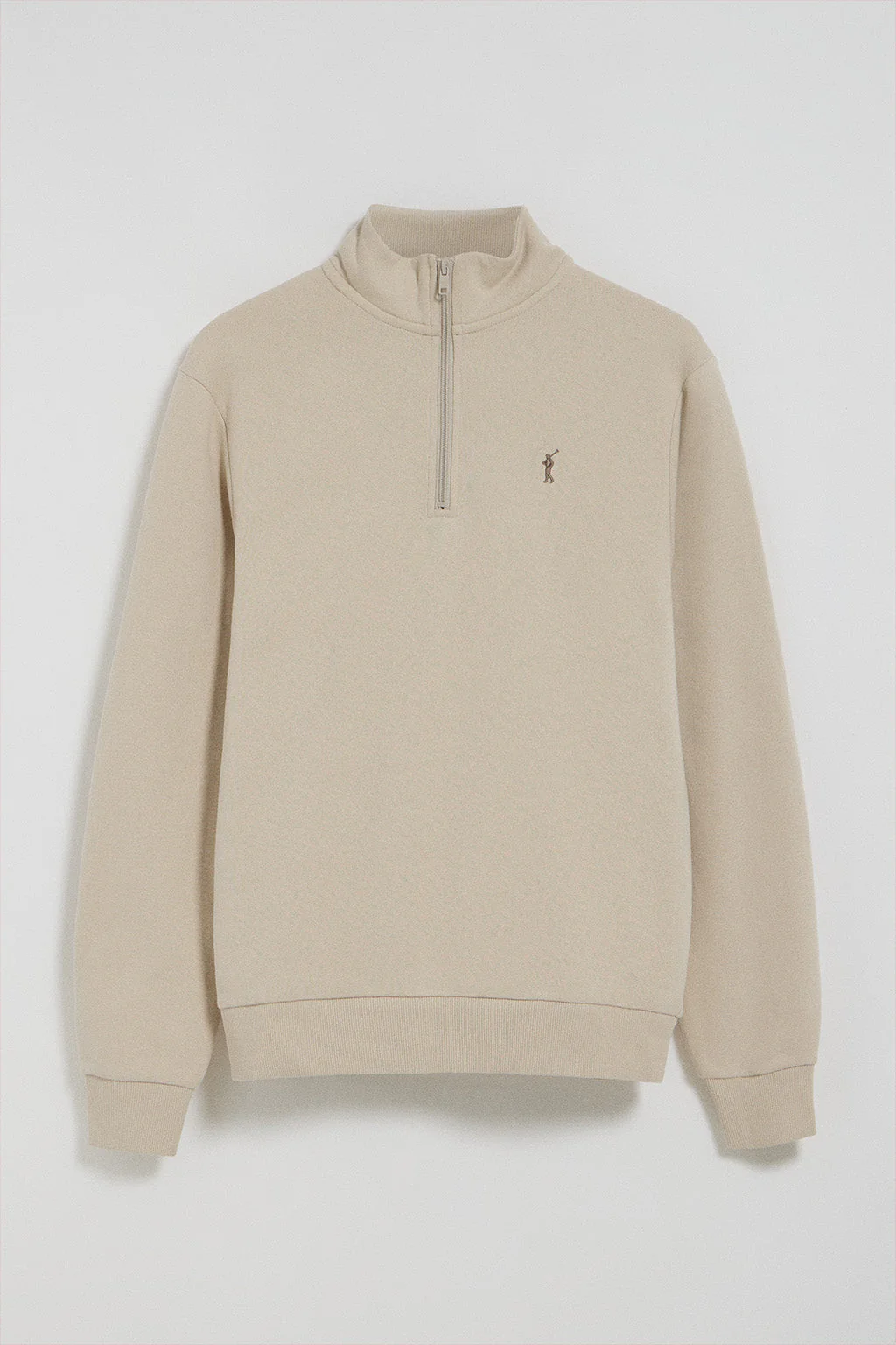 Beige half-zip sweatshirt with Rigby Go embroidered logo - Image 5