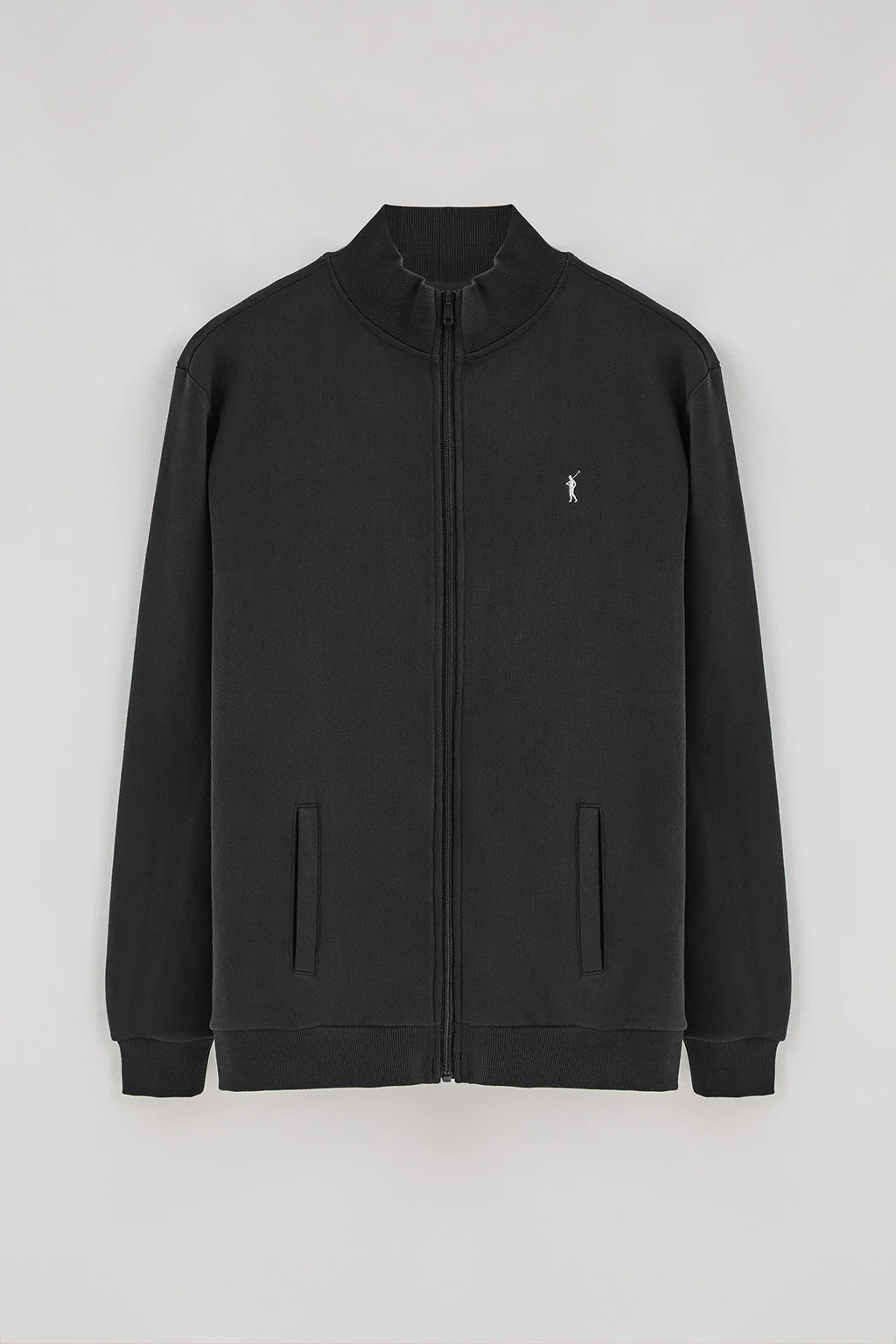 Black high-neck zip-up sweatshirt with Rigby Go logo - Image 5