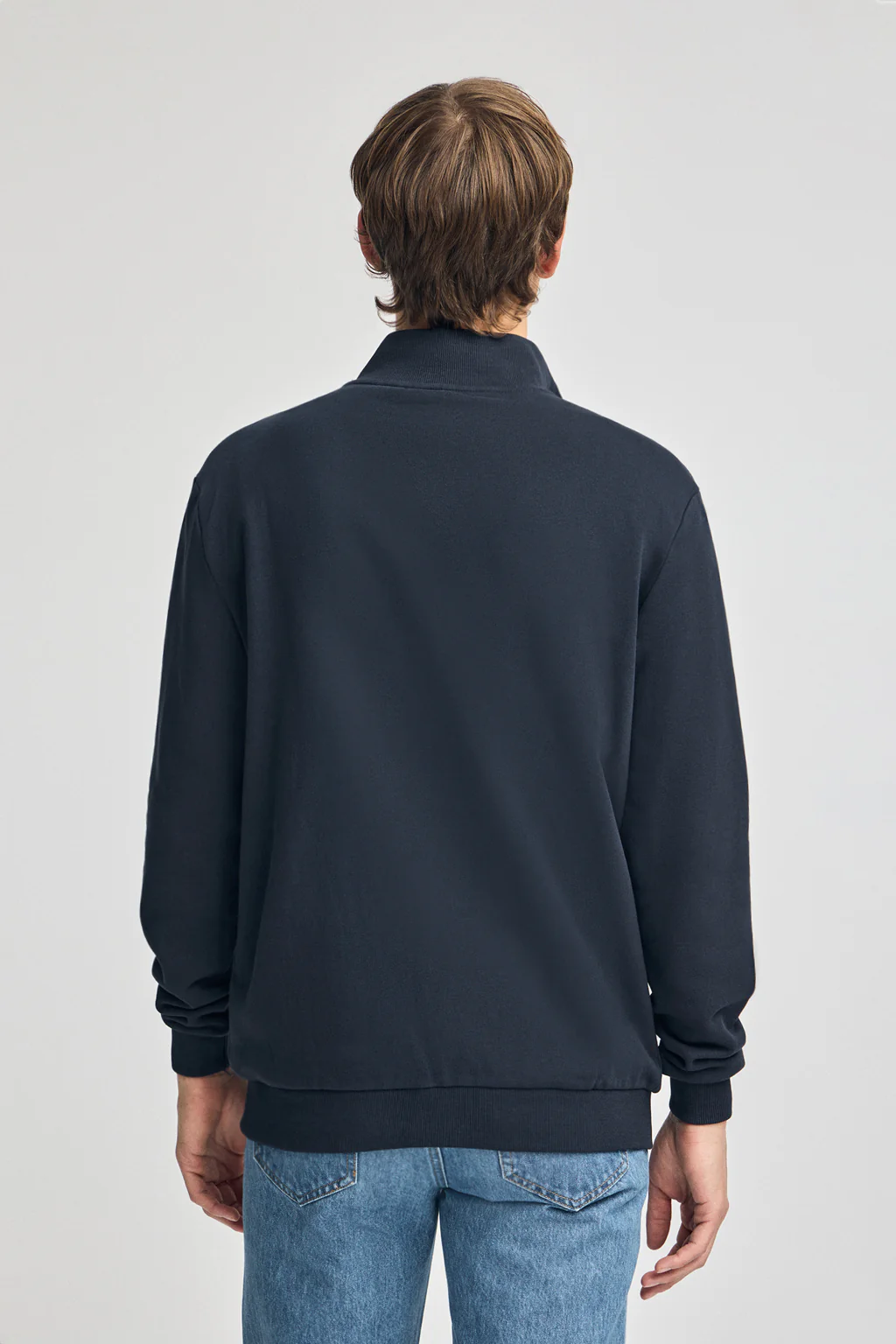 Navy-blue high neck zip-up sweatshirt with Rigby Go logo - Image 4