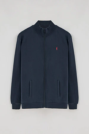 Navy-blue high neck zip-up sweatshirt with Rigby Go logo - Image 9