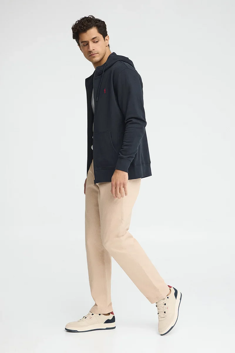 Navy-blue zipped hoodie with Rigby Go embroidered logo - Image 3