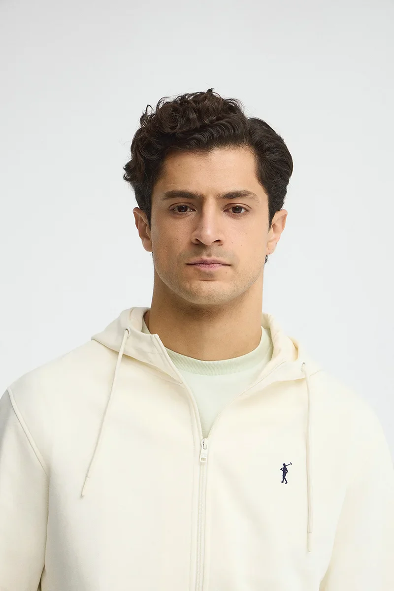 Nude zipped hoodie with Rigby Go embroidered logo - Image 3
