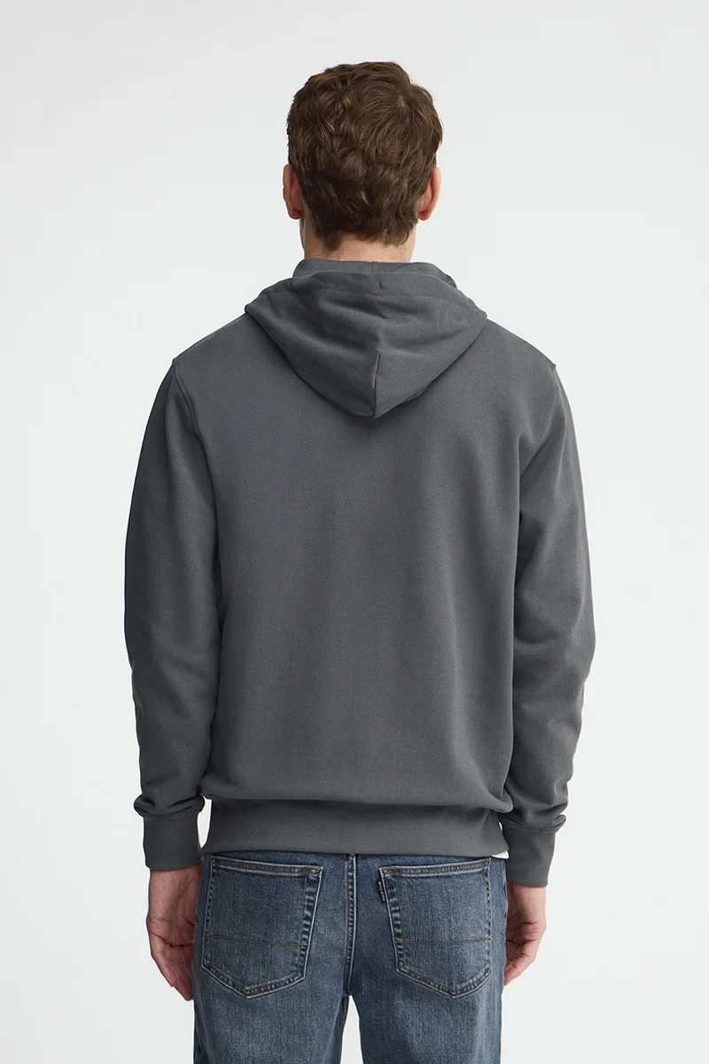 Stone-grey zipped hoodie with Rigby Go embroidered logo - Image 4