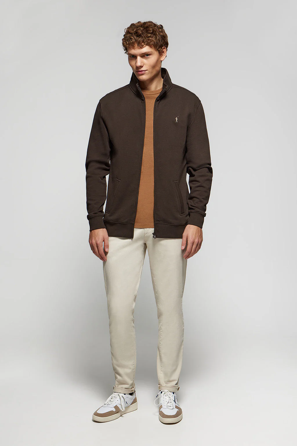Dark-brown high-neck open sweatshirt with Rigby Go logo - Image 2