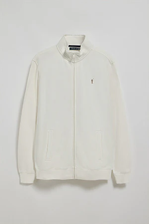 Beige high-neck zip sweatshirt with Rigby Go logo - Image 5