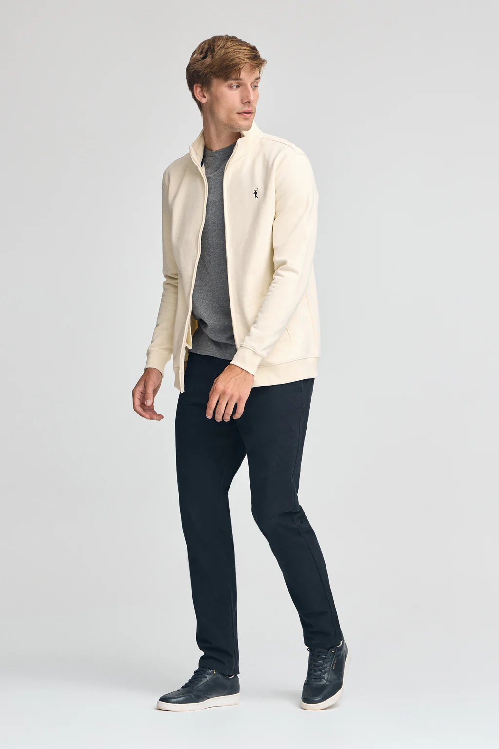 Nude high-neck sweatshirt with zip and Rigby Go logo - Image 3
