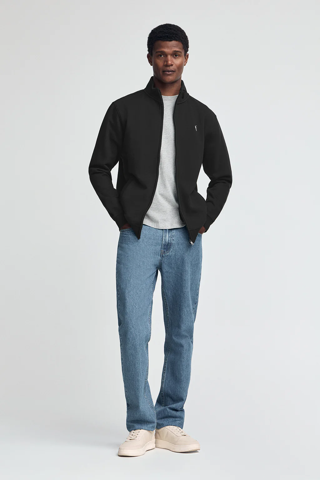 Black high-neck sweatshirt with zip and Rigby Go logo - Image 3