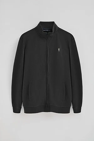 Black high-neck sweatshirt with zip and Rigby Go logo - Image 8