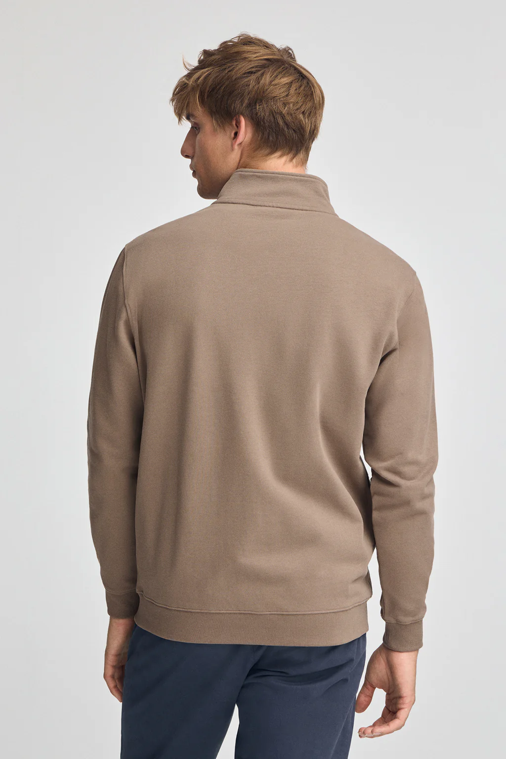 Brown high-neck sweatshirt with zip and Rigby Go logo - Image 4