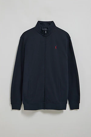 Navy-blue high-neck zip sweatshirt with Rigby Go logo - Image 5