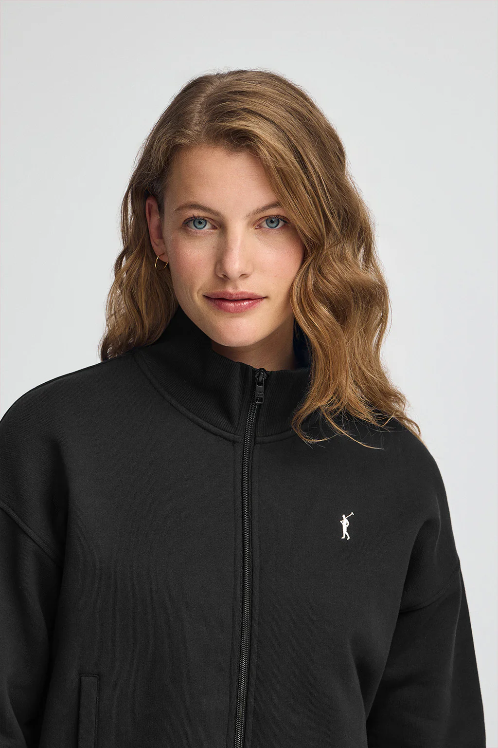 Black high-neck sweatshirt with zip and Rigby Go logo - Image 2