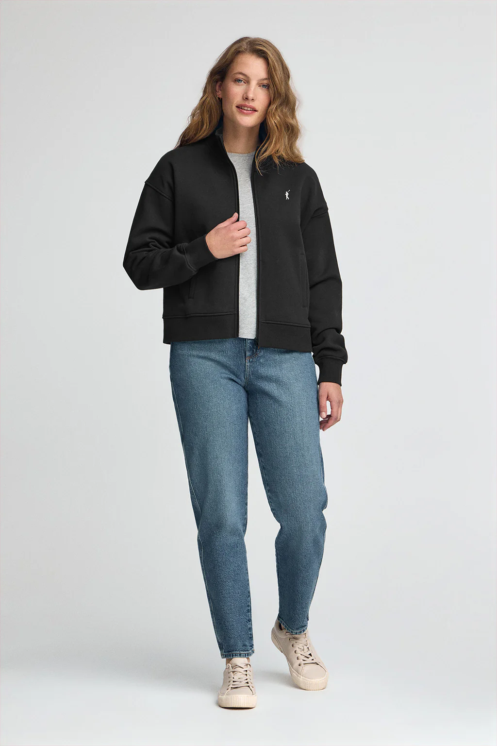 Black high-neck sweatshirt with zip and Rigby Go logo - Image 3