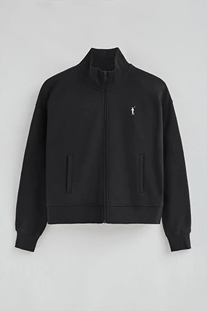 Black high-neck sweatshirt with zip and Rigby Go logo - Image 8