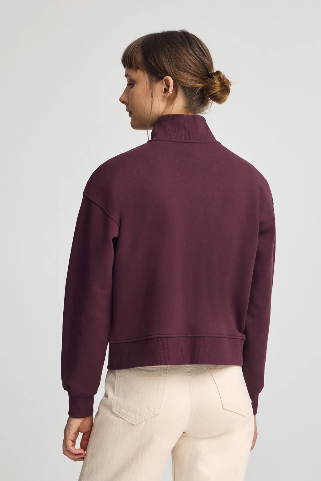 Burgundy high-neck sweatshirt with zip and Rigby Go logo - Image 4