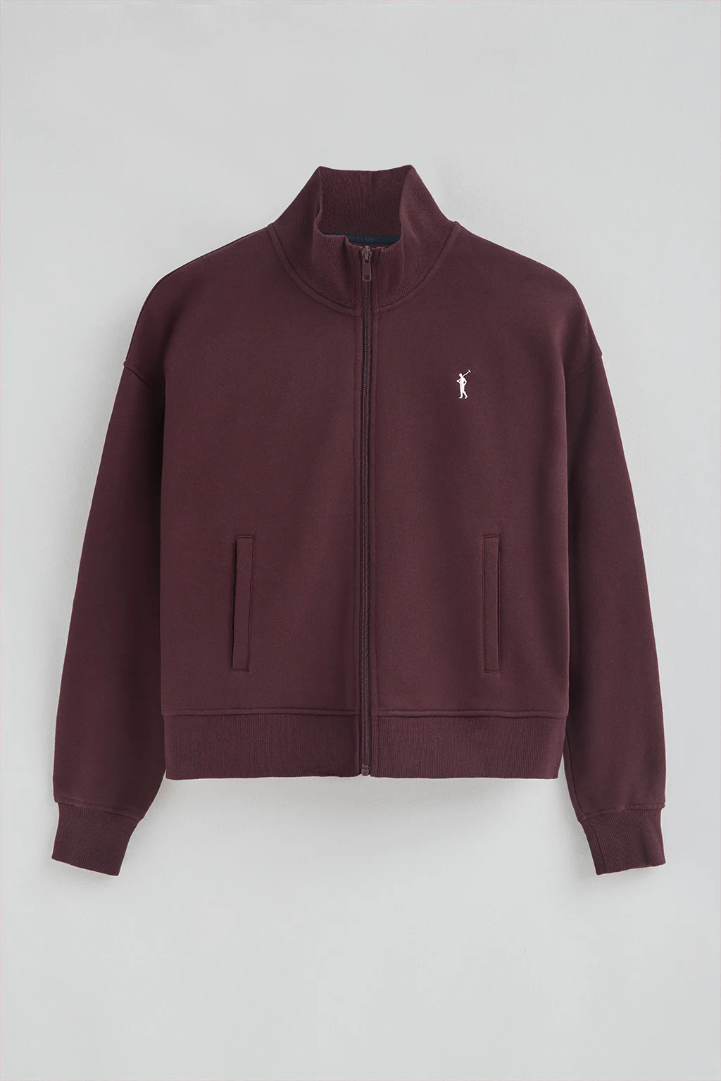 Burgundy high-neck sweatshirt with zip and Rigby Go logo - Image 5