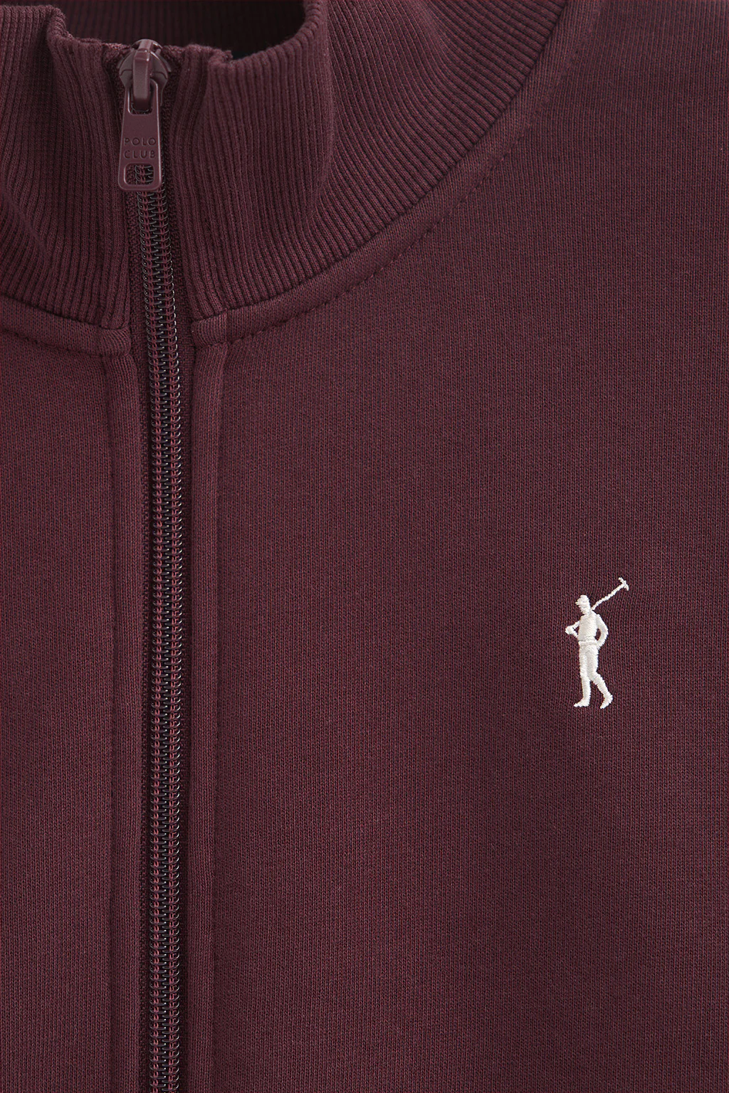 Burgundy high-neck sweatshirt with zip and Rigby Go logo - Image 6