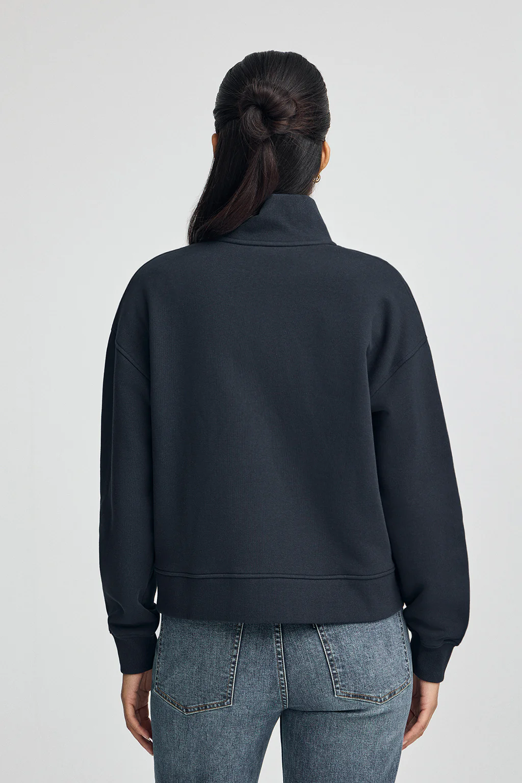 Navy-blue high-neck sweatshirt with zip and Rigby Go logo - Image 4