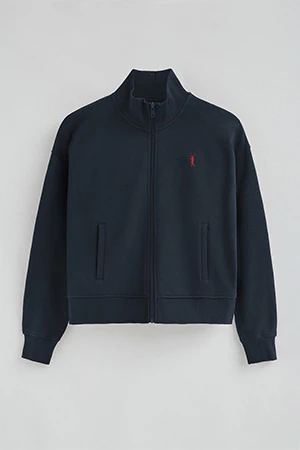 Navy-blue high-neck sweatshirt with zip and Rigby Go logo - Image 8