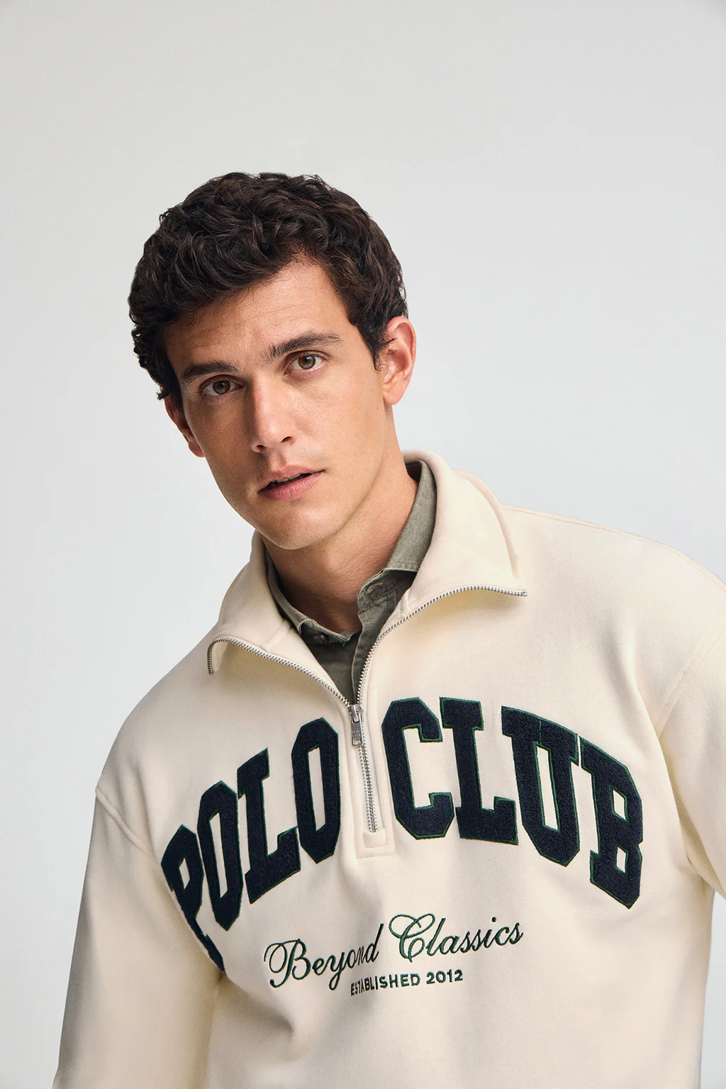 Nude half-zip sweatshirt with Established 2012 Polo Club logo - Image 2