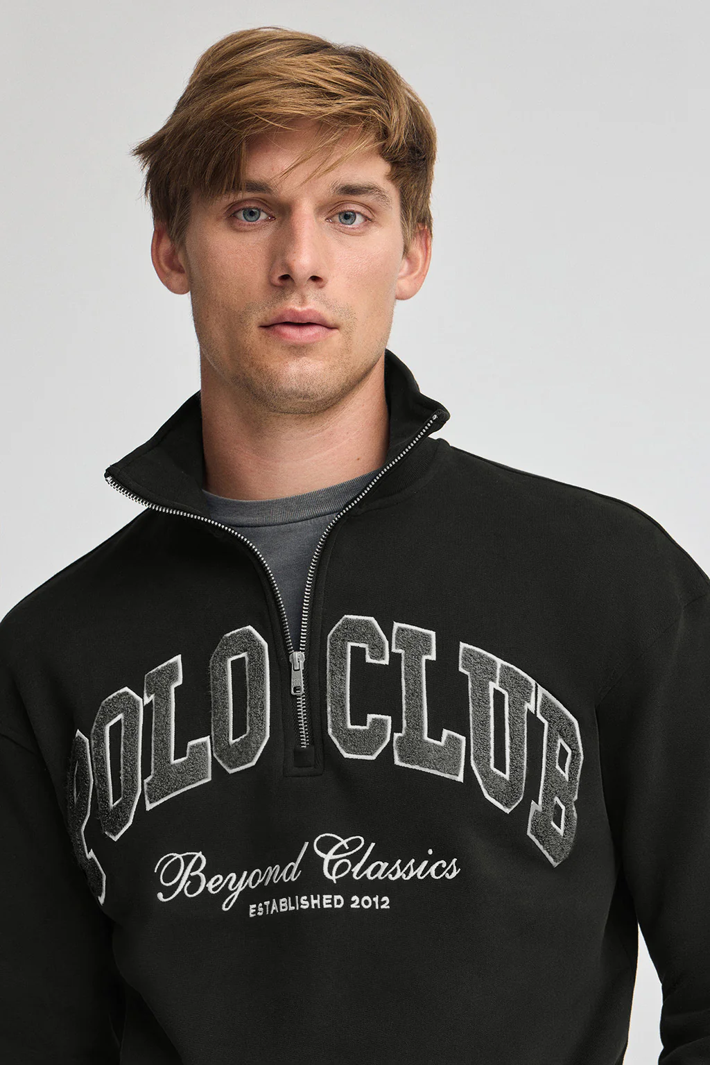 Black half-zip sweatshirt with Established 2012 Polo Club logo - Image 2