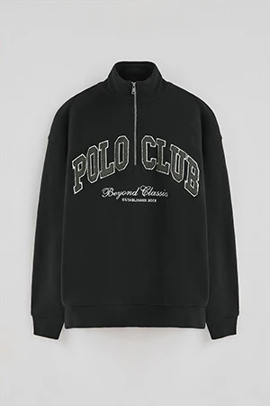 Black half-zip sweatshirt with Established 2012 Polo Club logo - Image 9