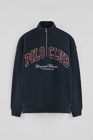 Navy-blue half-zip sweatshirt with Established 2012 Polo Club logo - Image 10