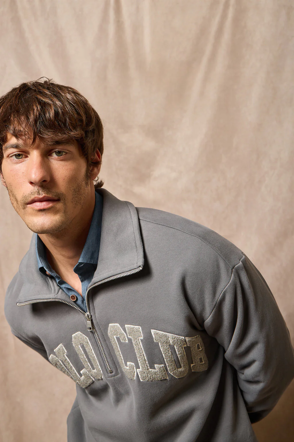 Asphalt-grey half-zip sweatshirt Seldon with Polo Club graphic - Image 5