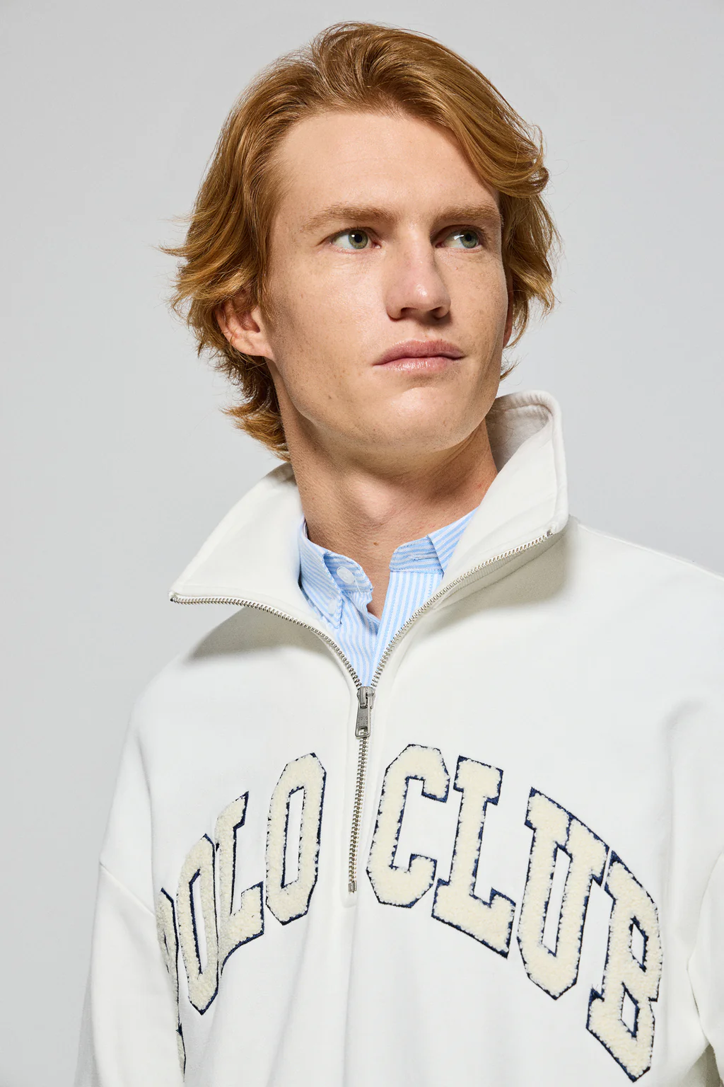 Beige half-zip sweatshirt Seldon with Polo Club graphic - Image 3