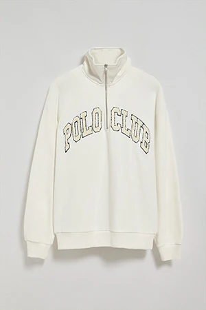 Beige half-zip sweatshirt Seldon with Polo Club graphic - Image 9
