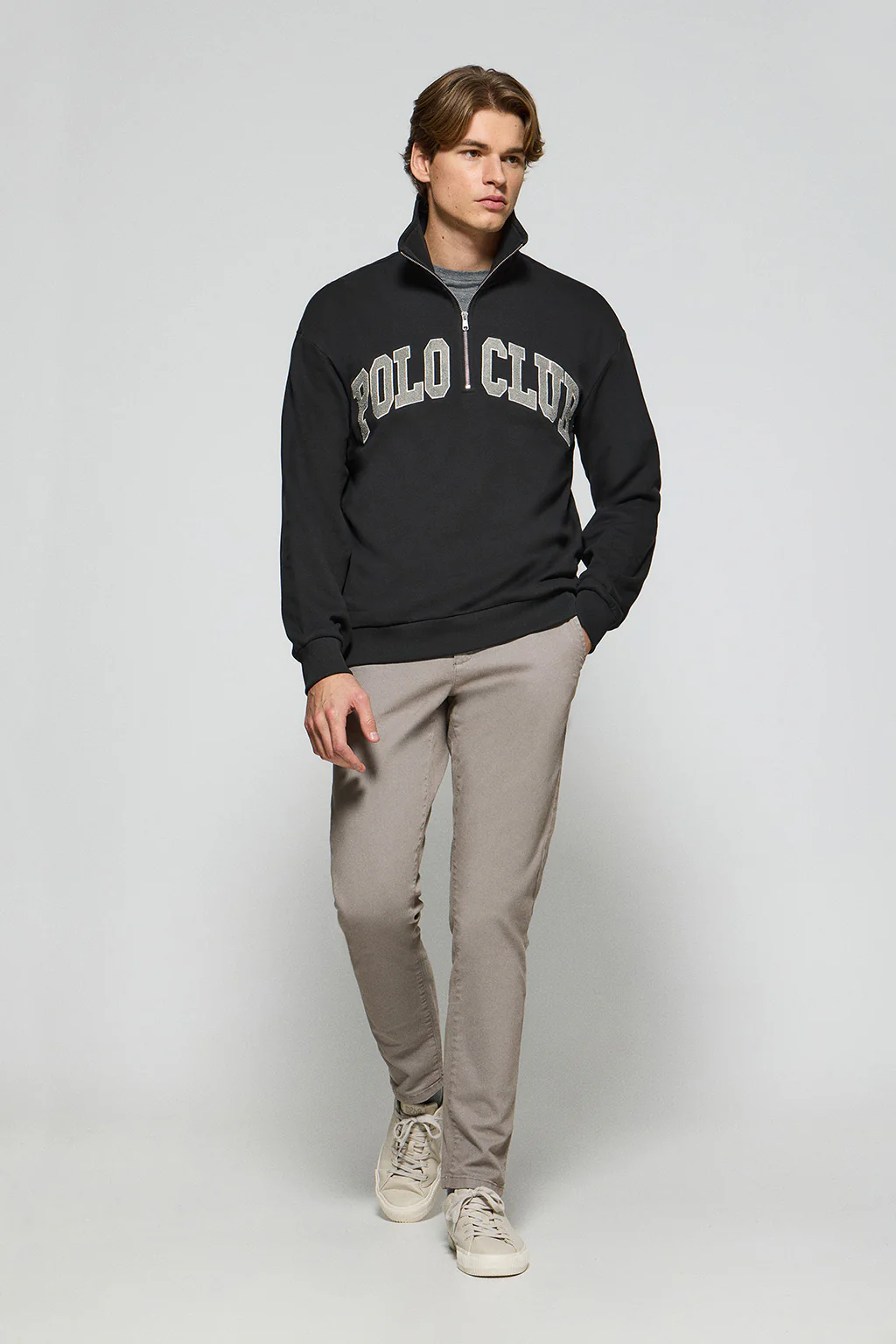 Black half-zip sweatshirt Seldon with Polo Club graphic - Image 4