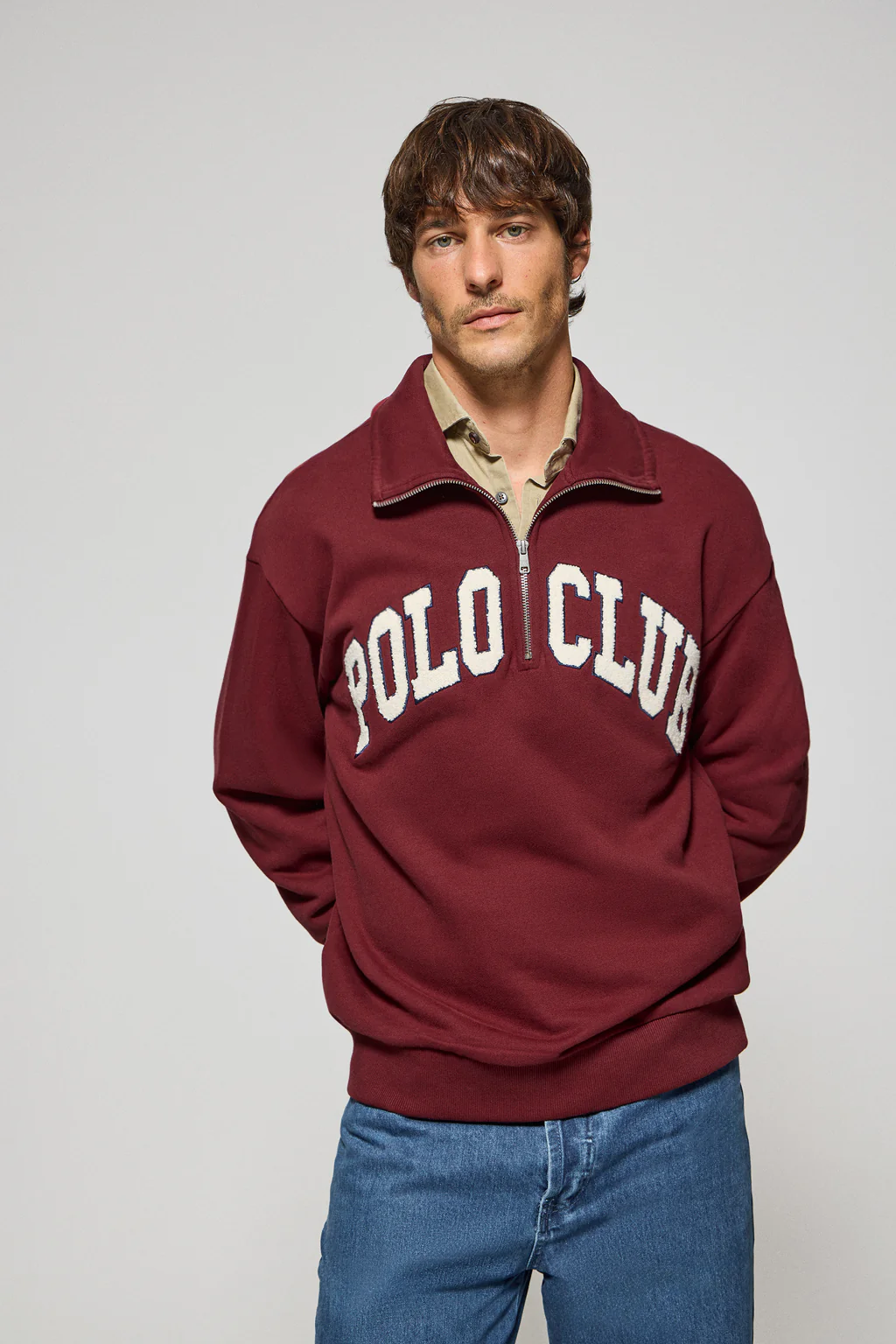 Maroon half-zip sweatshirt Seldon with Polo Club graphic