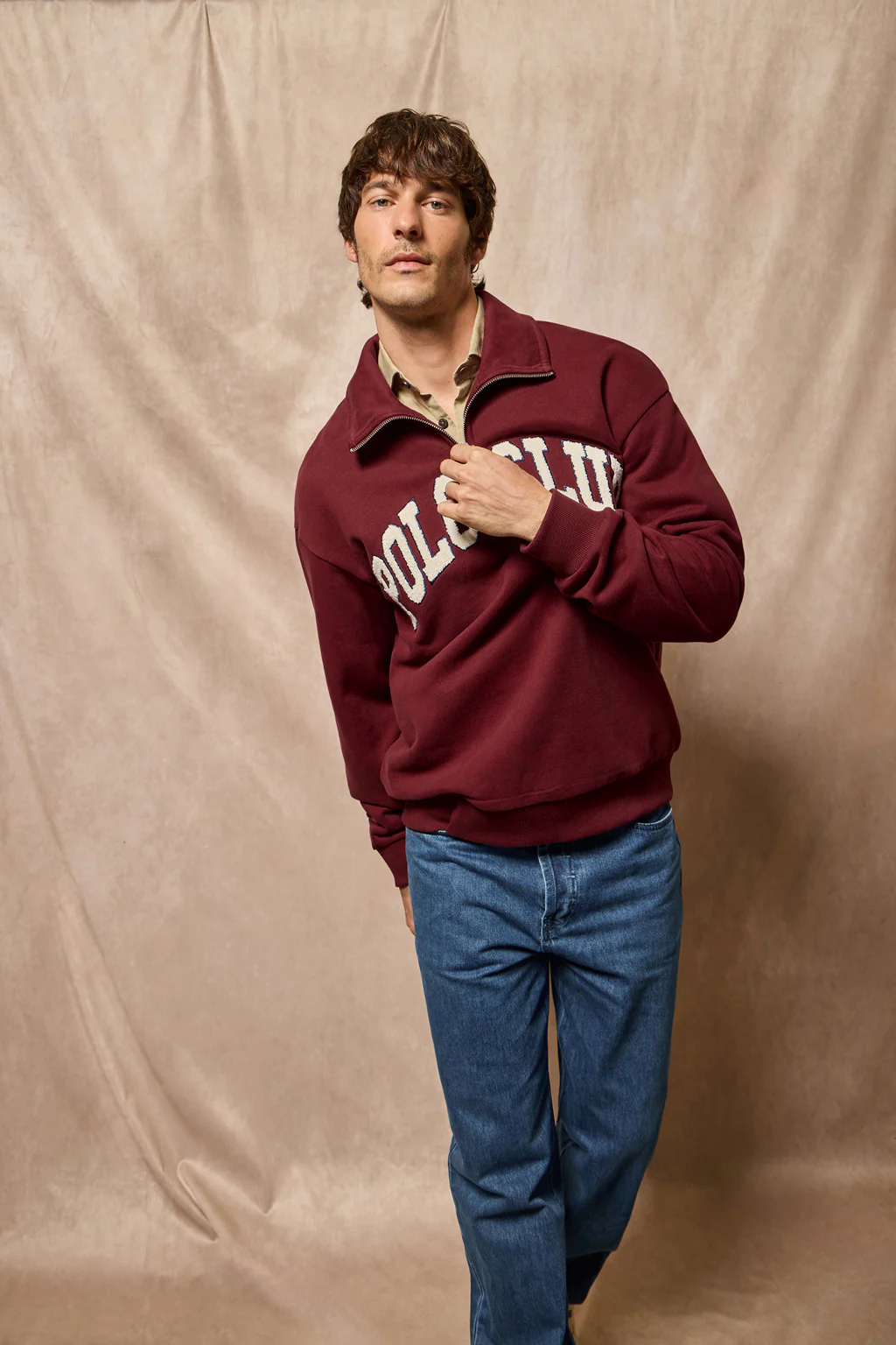Maroon half-zip sweatshirt Seldon with Polo Club graphic - Image 12