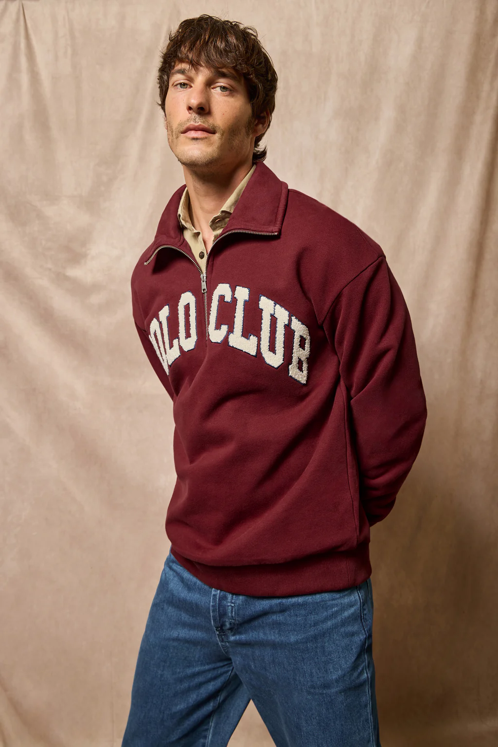 Maroon half-zip sweatshirt Seldon with Polo Club graphic - Image 13