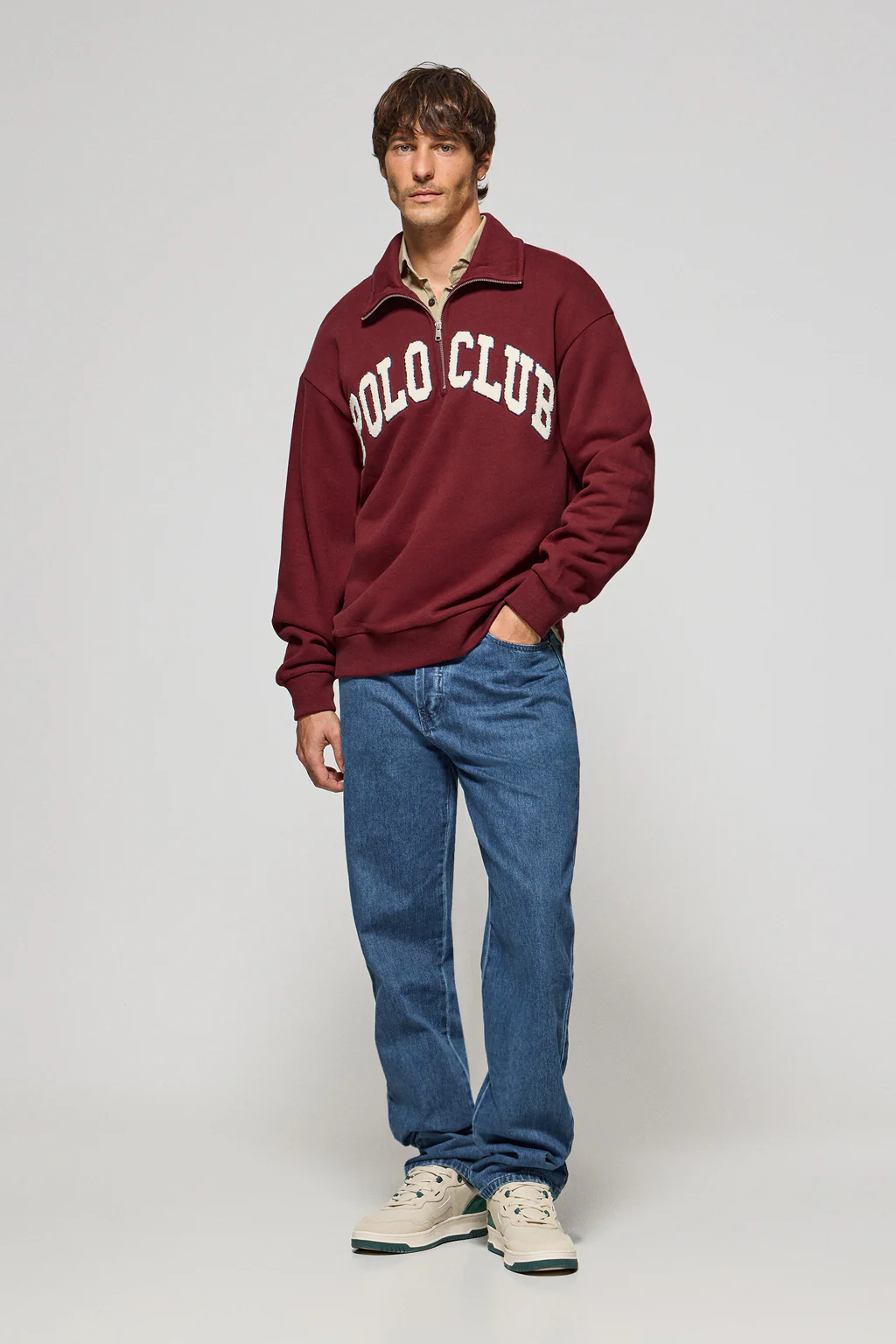 Maroon half-zip sweatshirt Seldon with Polo Club graphic - Image 4