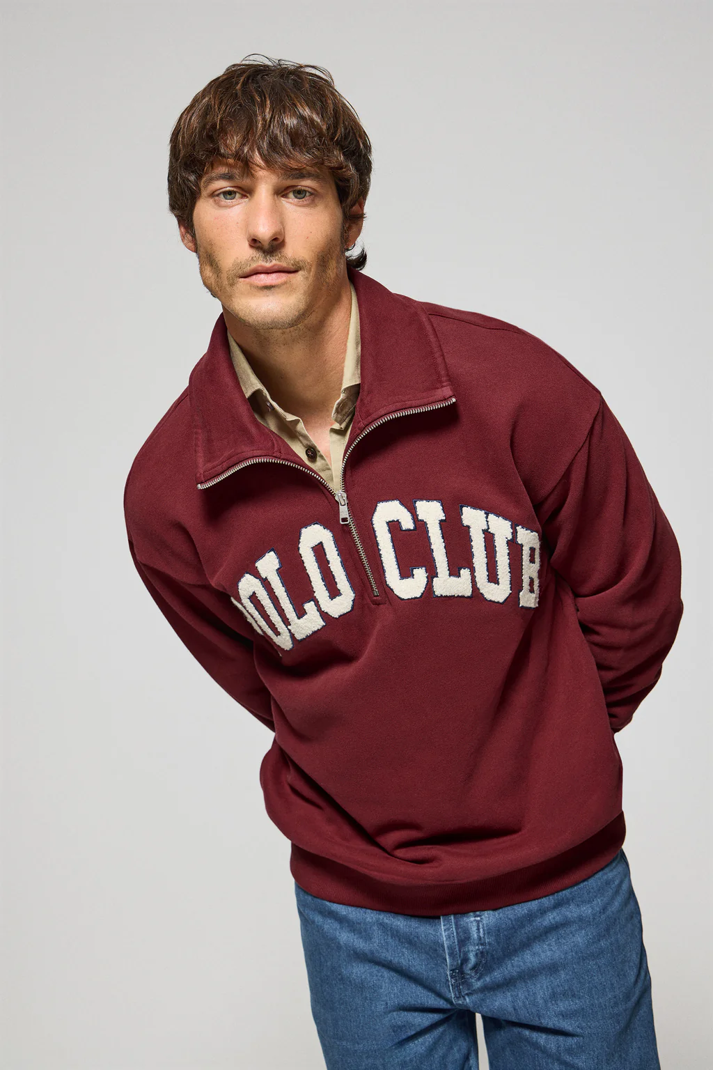 Maroon half-zip sweatshirt Seldon with Polo Club graphic - Image 5