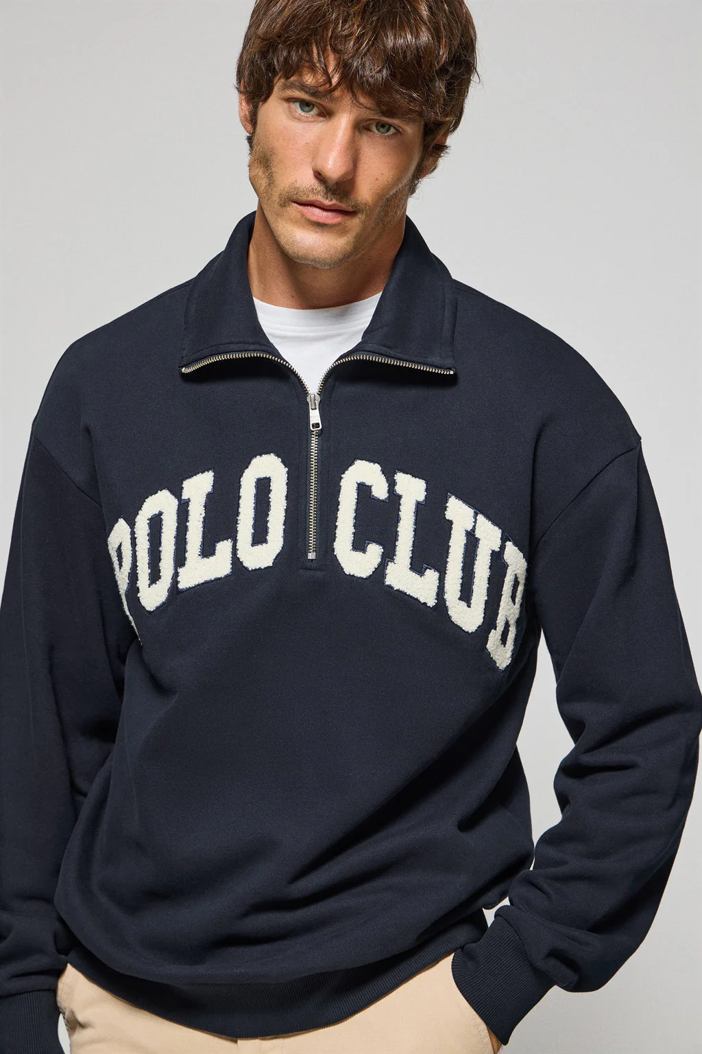 Navy-blue half-zip sweatshirt Seldon with Polo Club graphic - Image 3