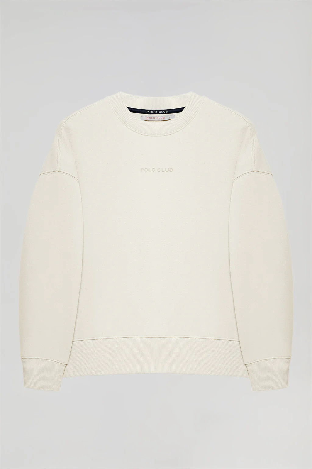 Beige Minimal Polo Club basic sweatshirt with round neck - Image 12