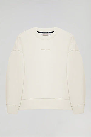 Beige Minimal Polo Club basic sweatshirt with round neck - Image 13