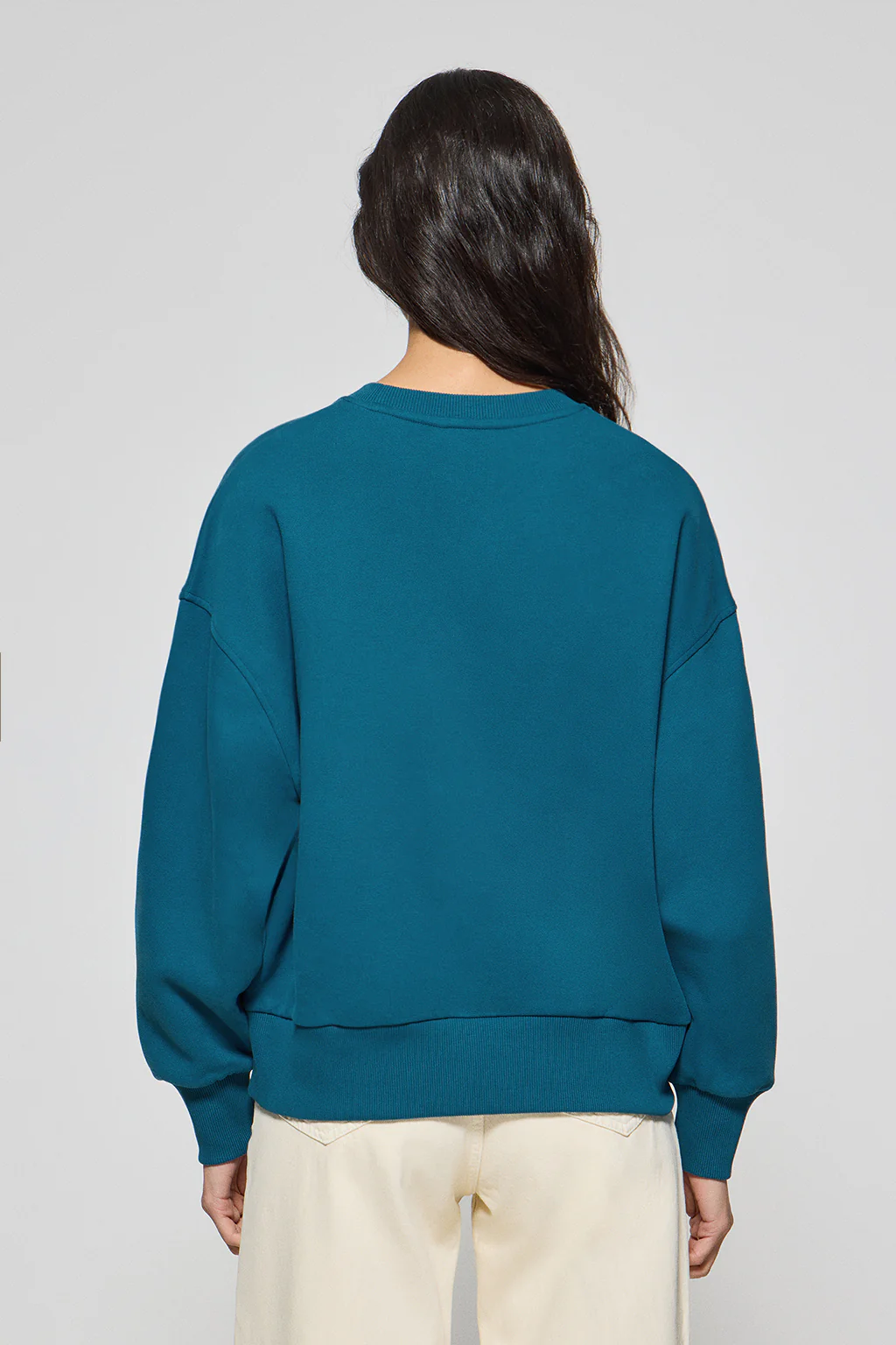 Blue round-neck basic sweatshirt with front Polo Club rubber logo - Image 2