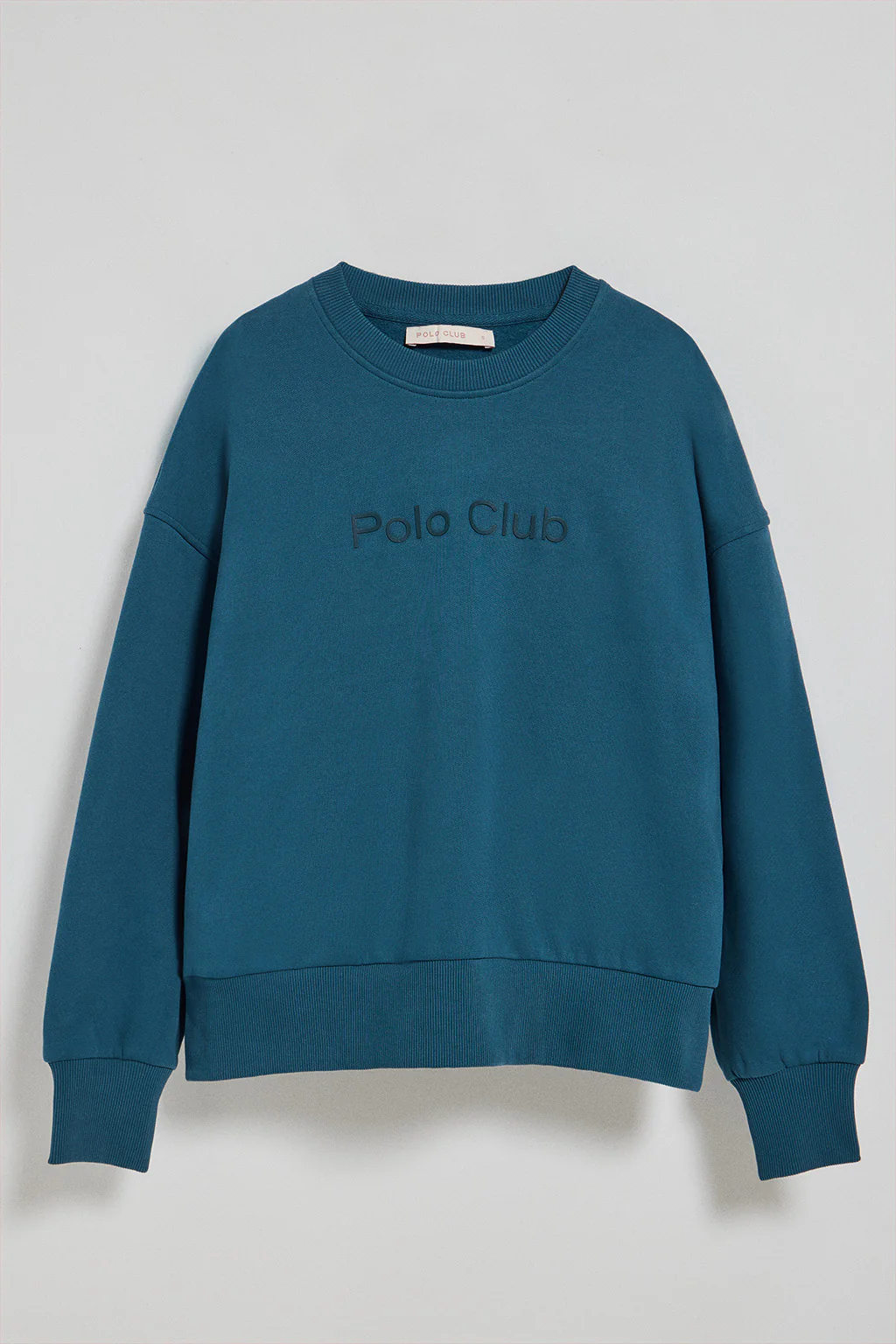 Blue round-neck basic sweatshirt with front Polo Club rubber logo - Image 8