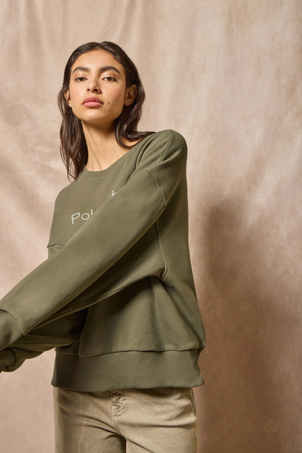 Green round-neck basic sweatshirt with front Polo Club rubber logo - Image 12