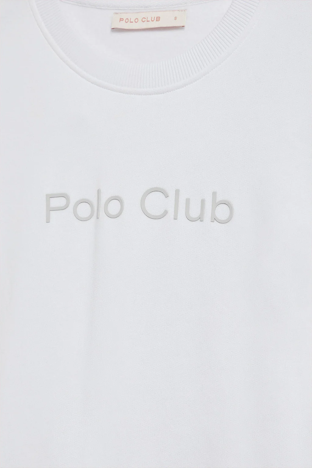 White round-neck basic sweatshirt with front Polo Club rubber logo - Image 6