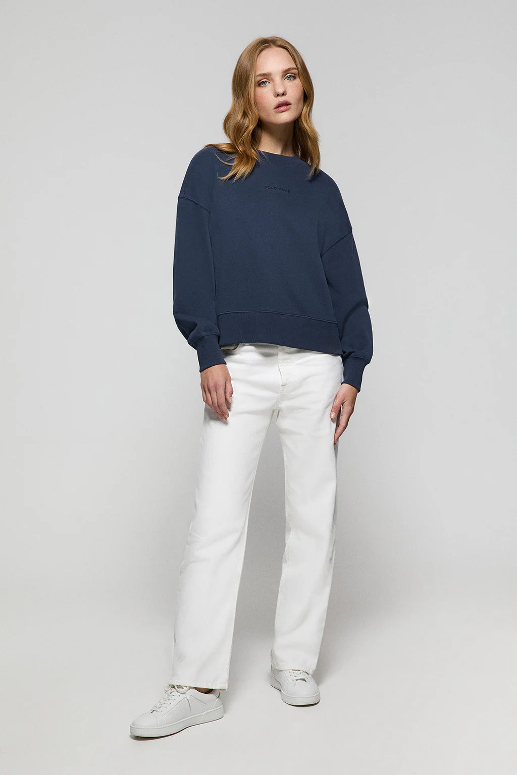 Navy-blue Minimal Polo Club basic sweatshirt with round neck - Image 3