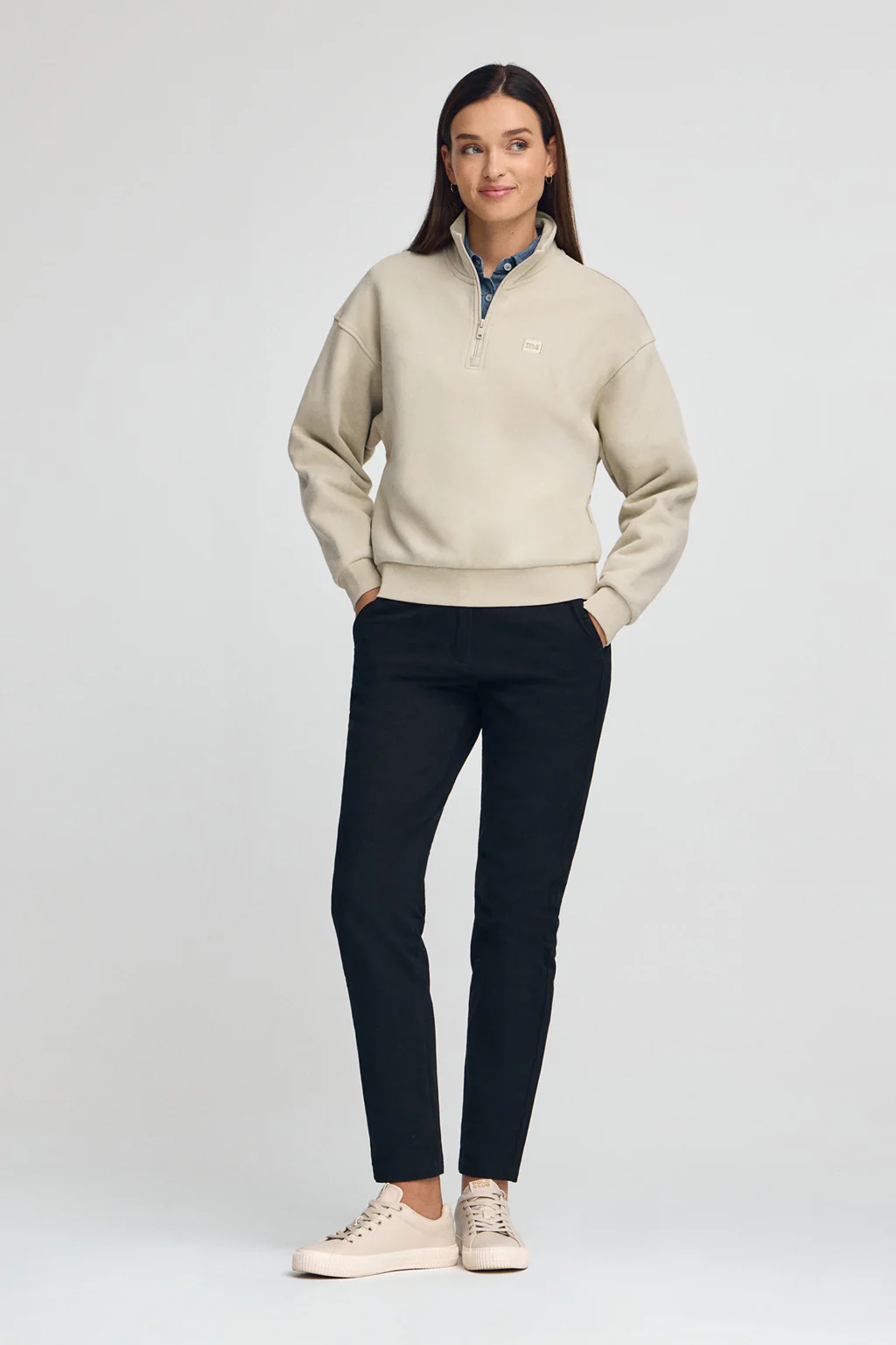 Denim-blue half-zip sweatshirt with high neck and Polo Club logo - Image 4