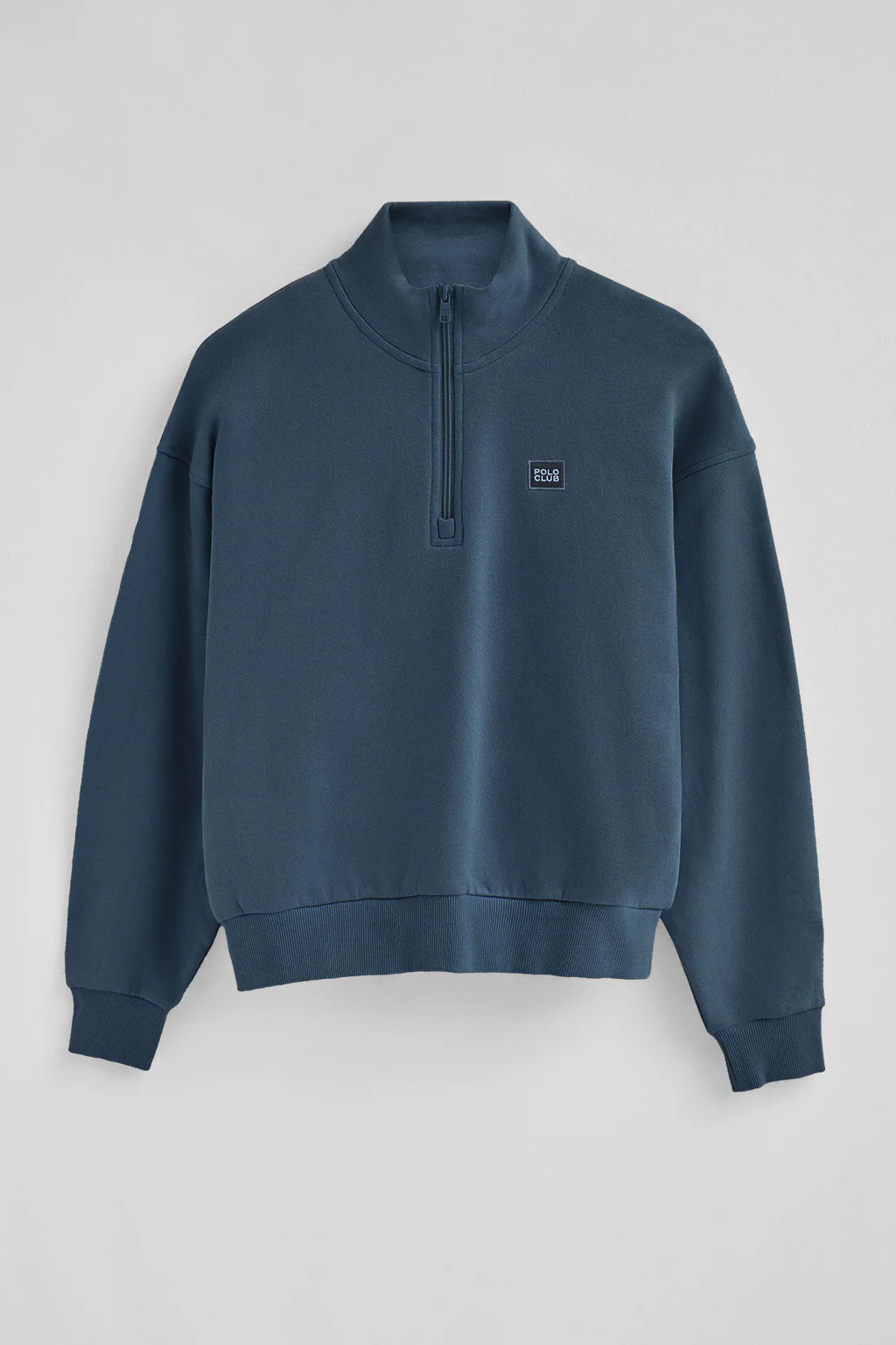 Denim-blue half-zip sweatshirt with high neck and Polo Club logo - Image 6